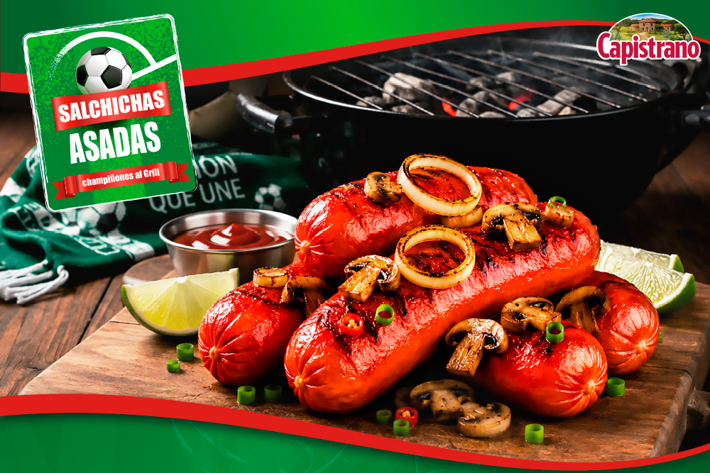 Salchichas Asadas con Champiñones al Grill