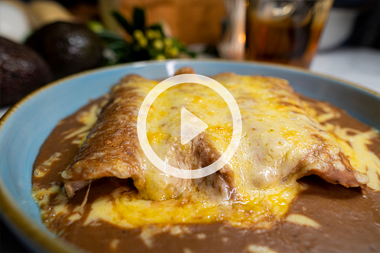 Bean-Enchiladas with Ham and Cheese