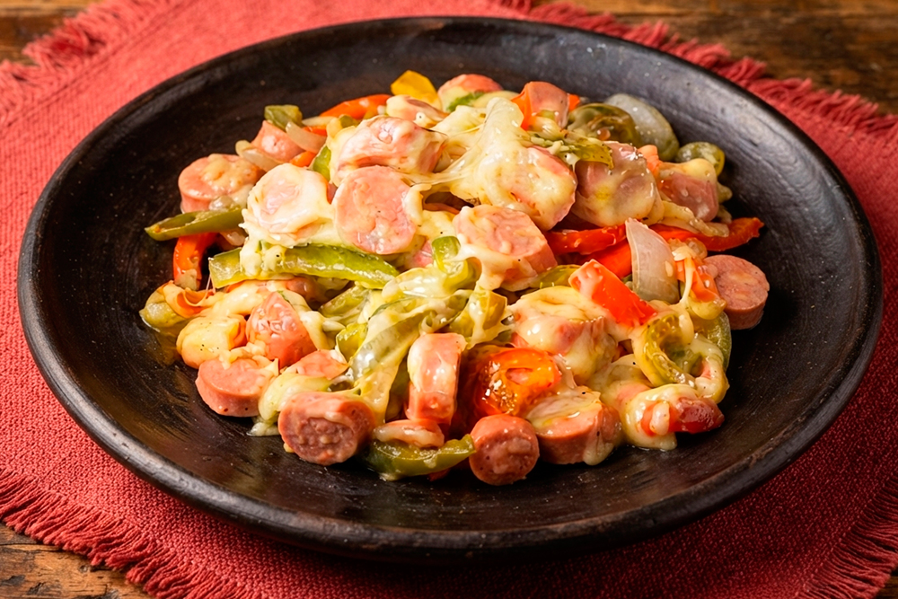 Alambre con Salchicha y Queso Manchego