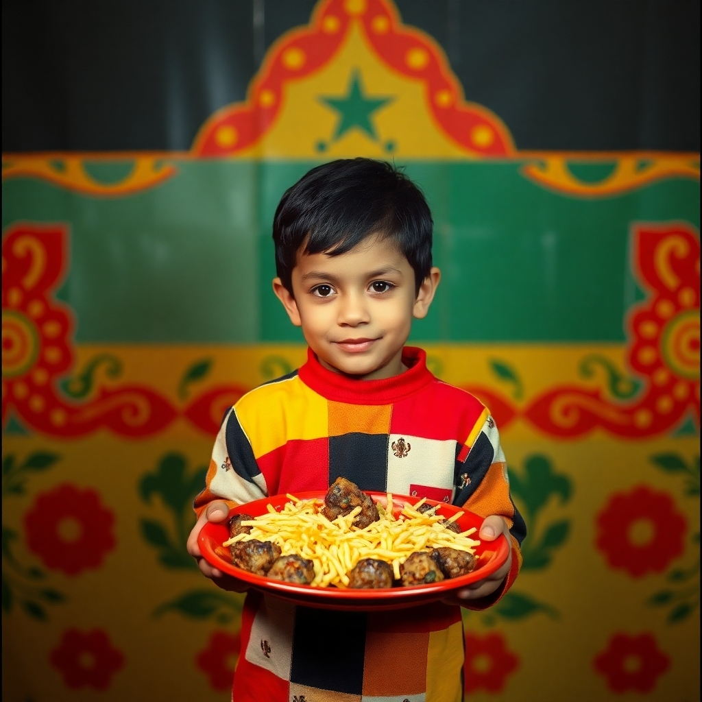niño mostrando receta cocinada en el Día del Hijo