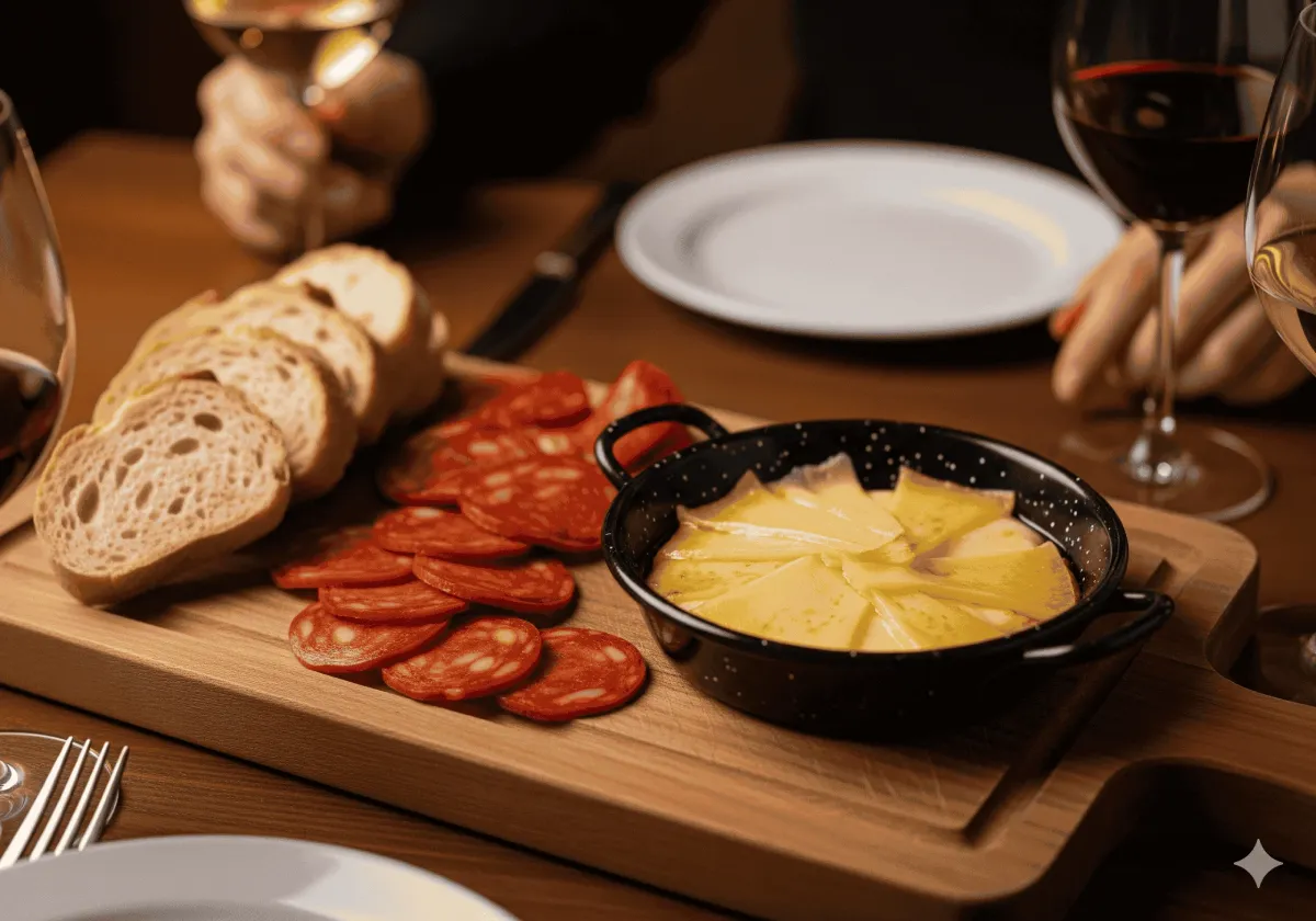 Cazuela con Chorizo Español Capistrano y queso manchego fundido, receta mexicana gourmet