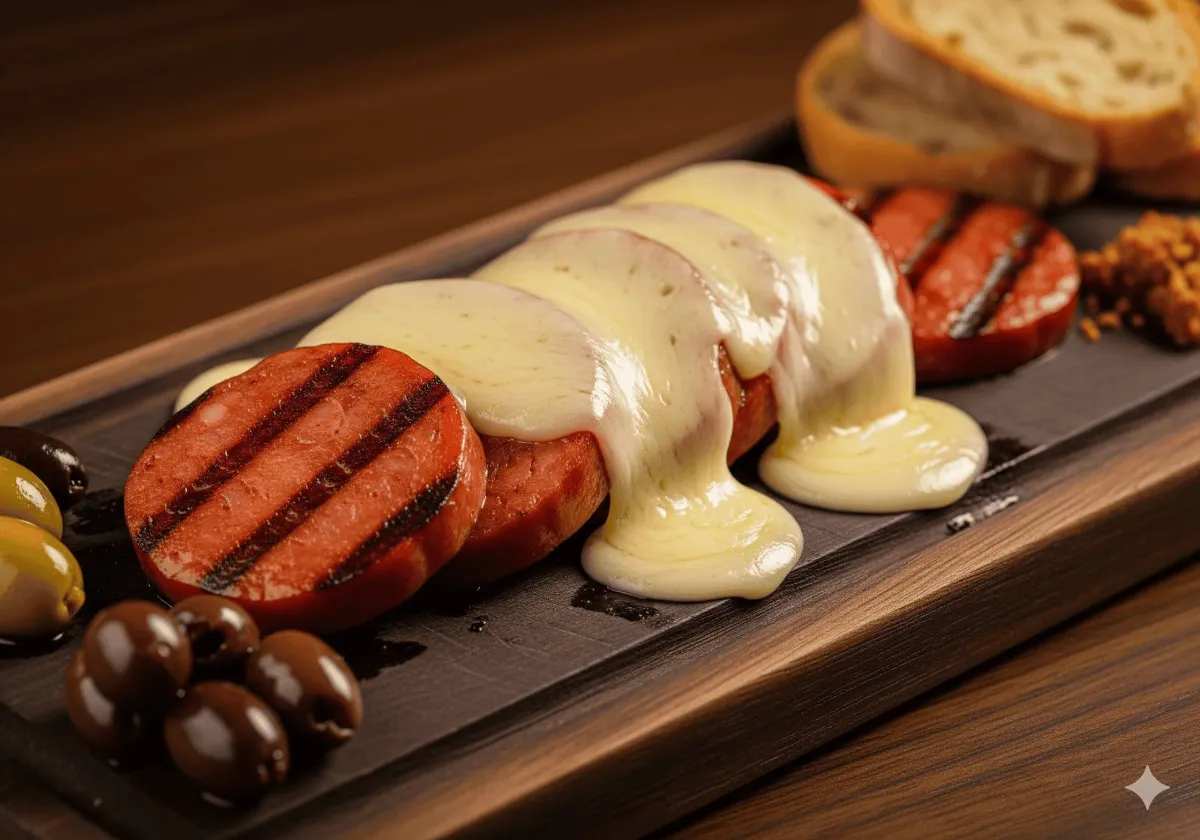 Tabla gourmet con Chorizo Español Capistrano y queso manchego fundido listos para compartir